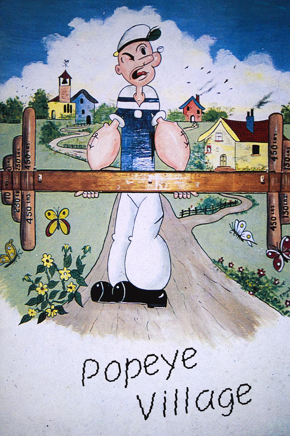 Unattributed Popeye Village card but by Drawing Room Ltd