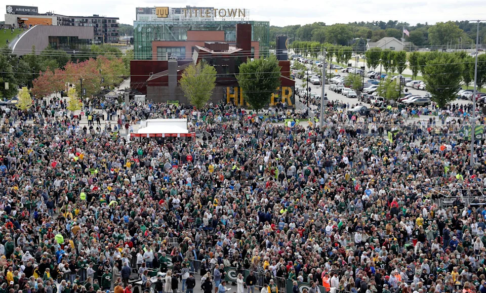 Thousands of fans attend The Black Crowes concert during the Green Bay Packers Kickoff Weekend on Sept. 6 outside Lambeau Field.