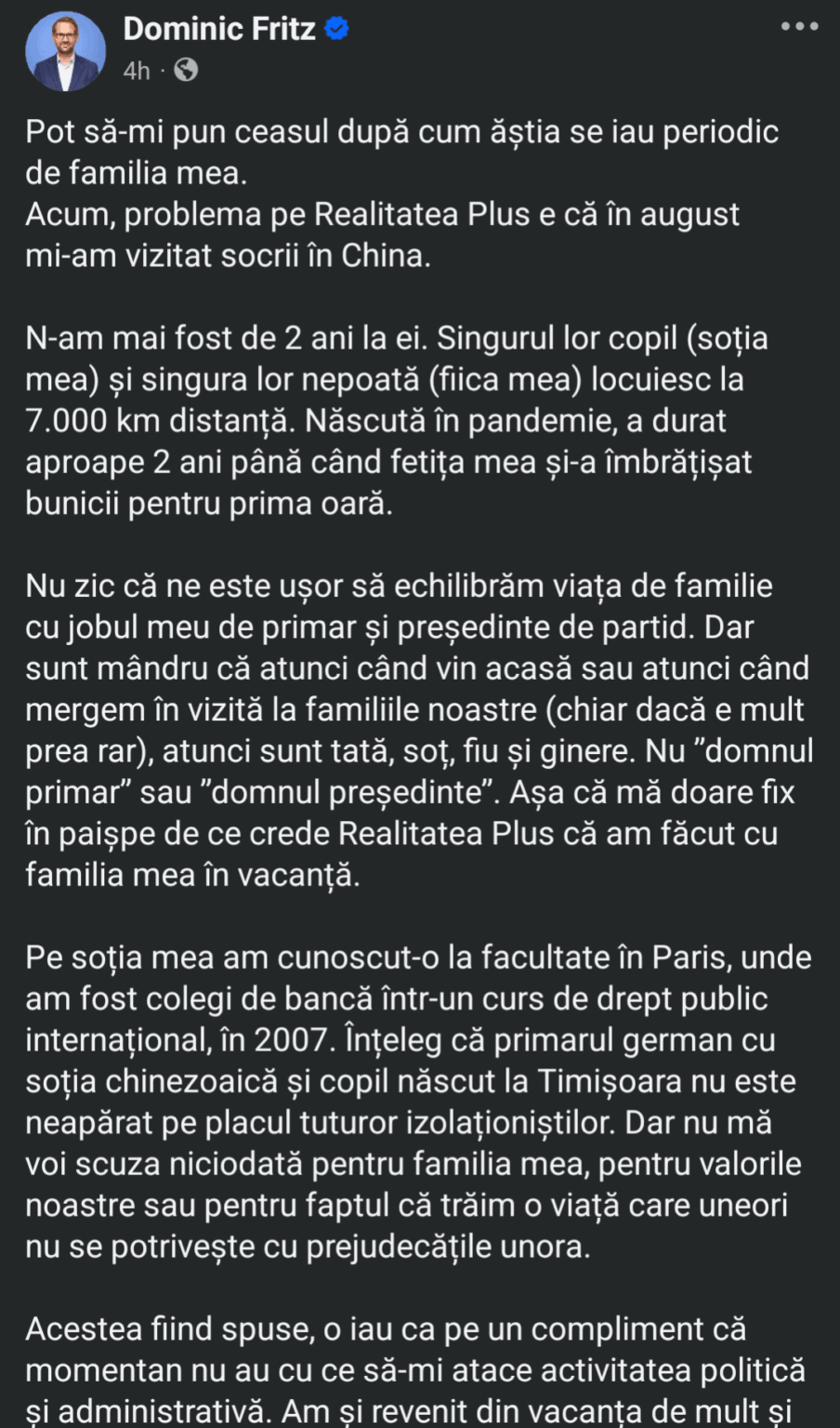 Dominic Fritz vs Realitatea TV