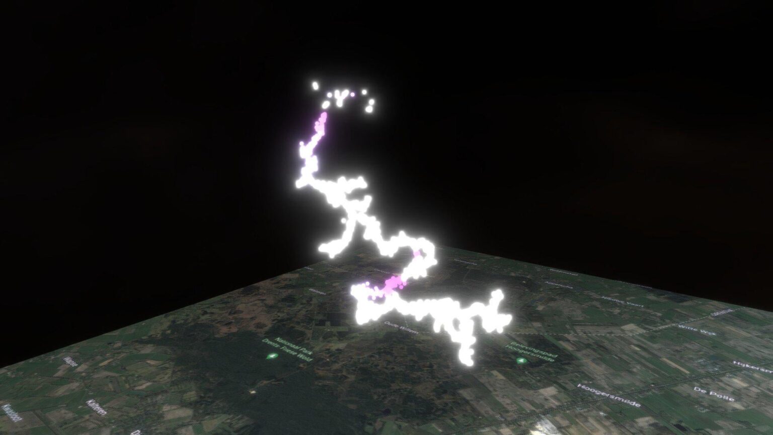 3D model of a lightning event unfolding as recorded with the LOFAR radio telescope