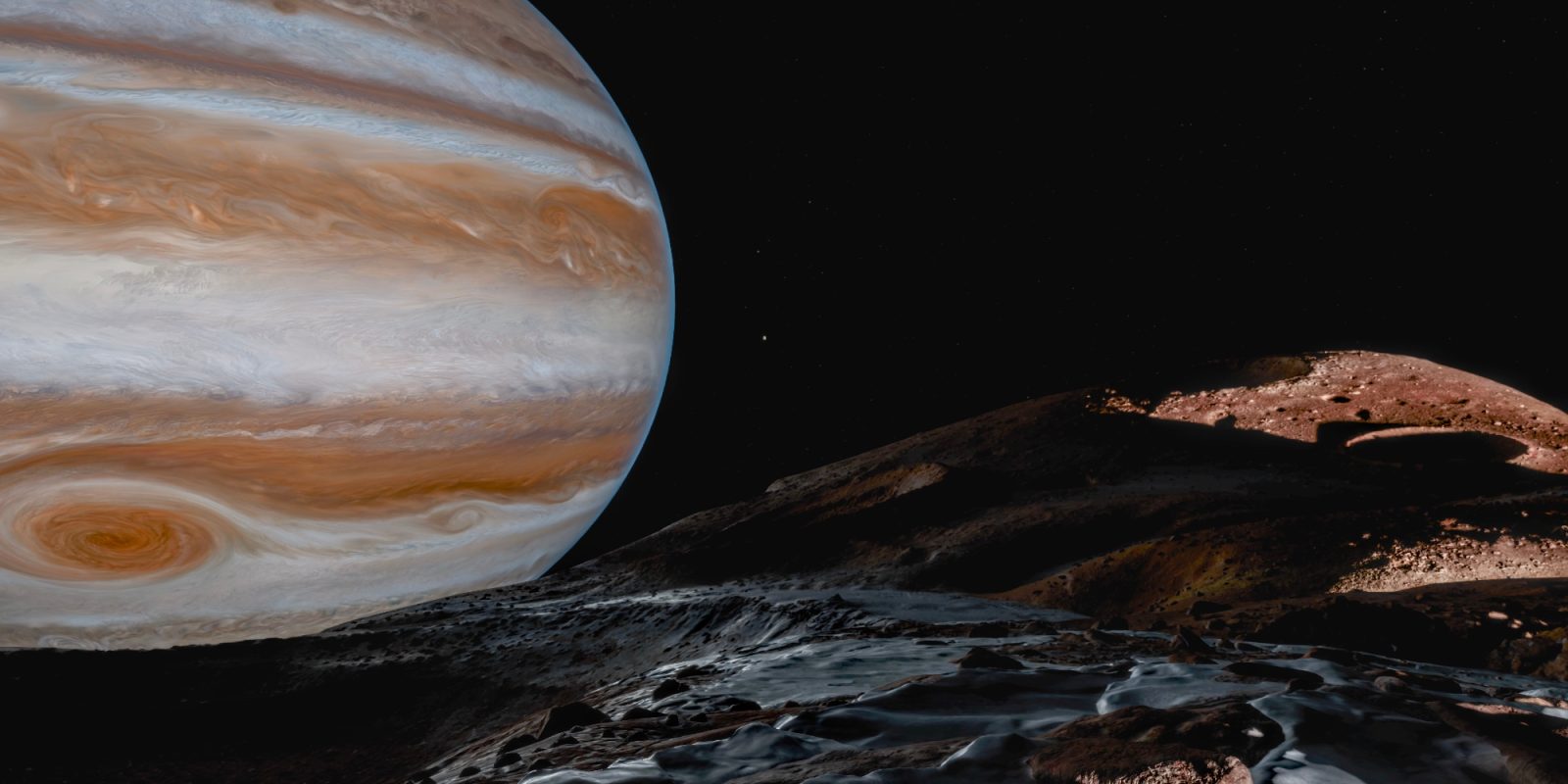 Viewing Jupiter from Althea, one of Jupiter's moons.