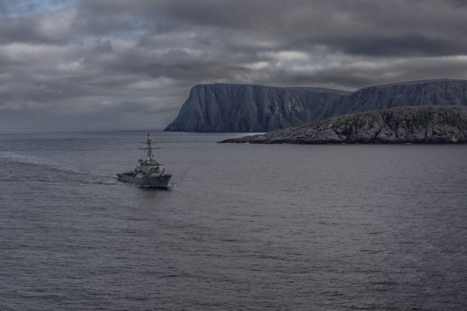 U.S. Navy Destroyers Patrol Arctic Waters In Norwegian Barents Sea Near Russian Maritime Border