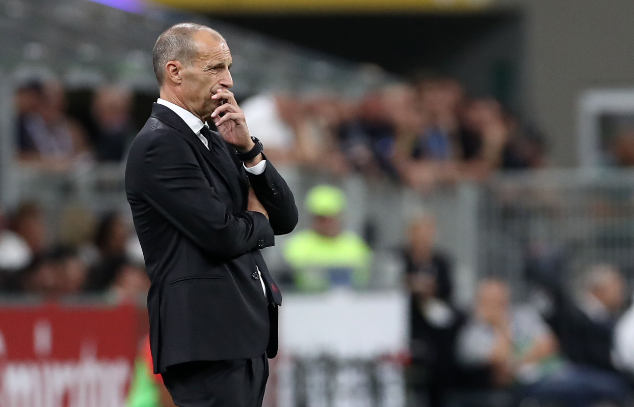 MILAN, ITALY - AUGUST 23: AC Milan coach Massimiliano Allegri looks on during the Serie A match between AC Milan and US Cremonese at Giuseppe Meazza Stadium on August 23, 2025 in Milan, Italy. (Photo by Marco Luzzani/Getty Images)
