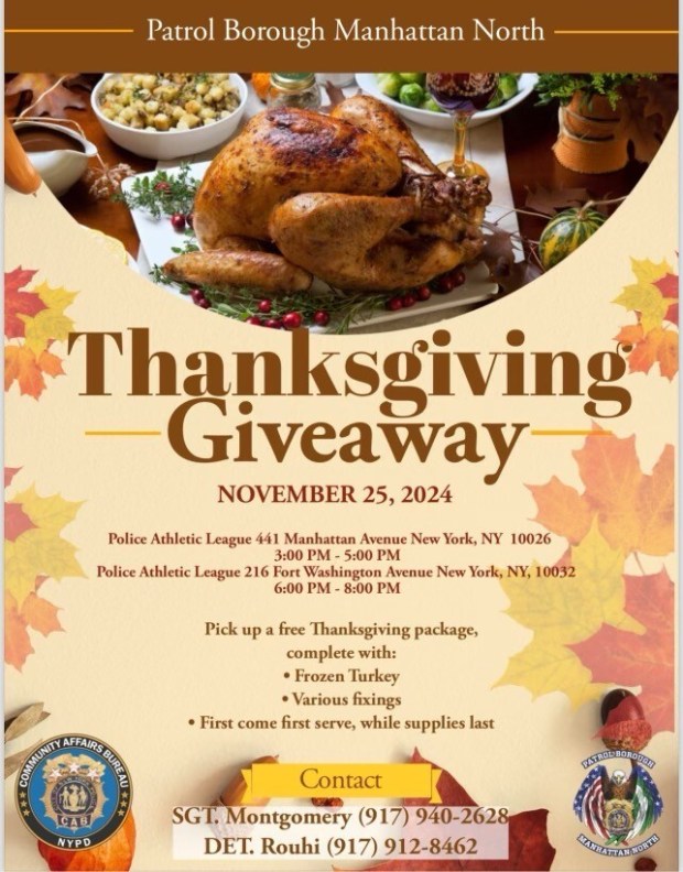 Flyer for a November 25, 2024 Thanksgiving Giveaway. (Obtained by Daily News) 