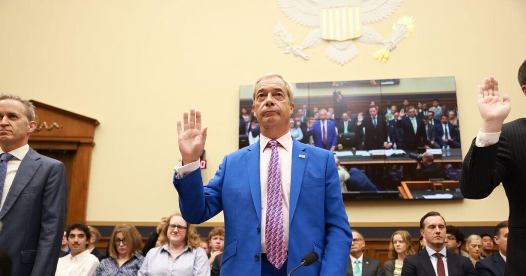 Farage branded 'far-right Trump wannabe' in blistering US Congress takedown
