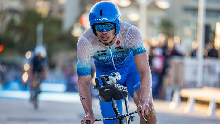 Rico Bogen tends to push the pace in the swim and bike, but struggles to hold on through the run.