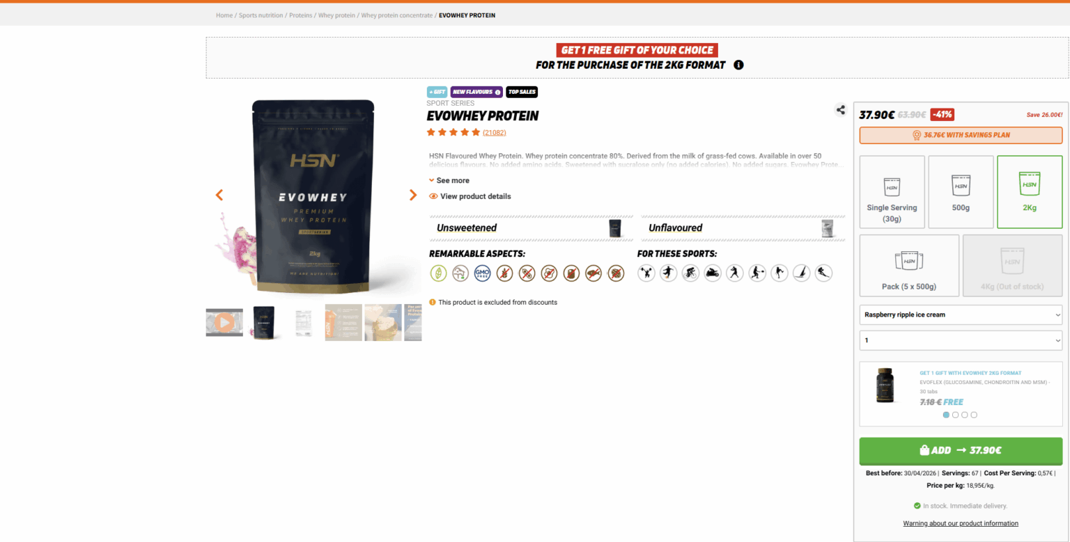 The HSN Nutrition Company has built a Greek site and sells its products at increased prices