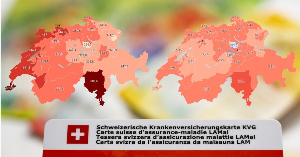 Health Insurrance premiums will raise by 4.4% in 2026 - Maps for each cantons [RTS]