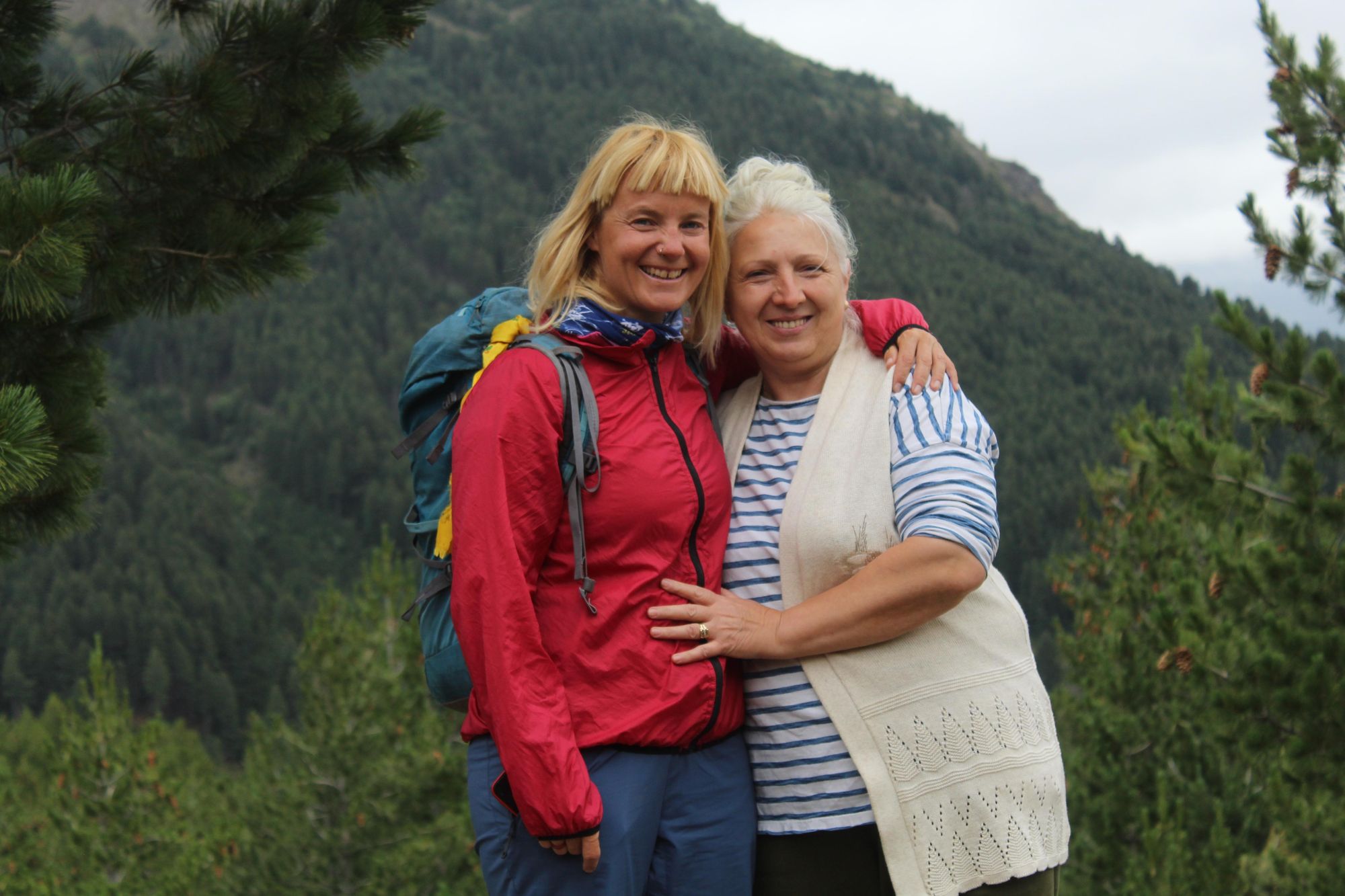 Uta and the owner of Gacaferi Guesthouse, near Deçan Gorge, in the mountains of Kosovo. Photo: Stuart Kenny