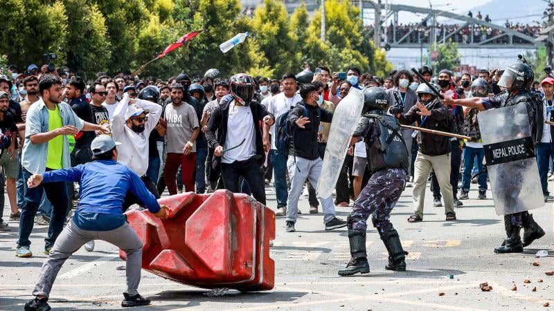 Police opens the fire on the demonstrators in Nepal