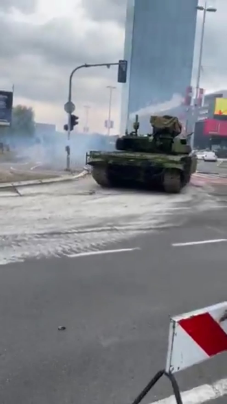 Tanks by asphalt