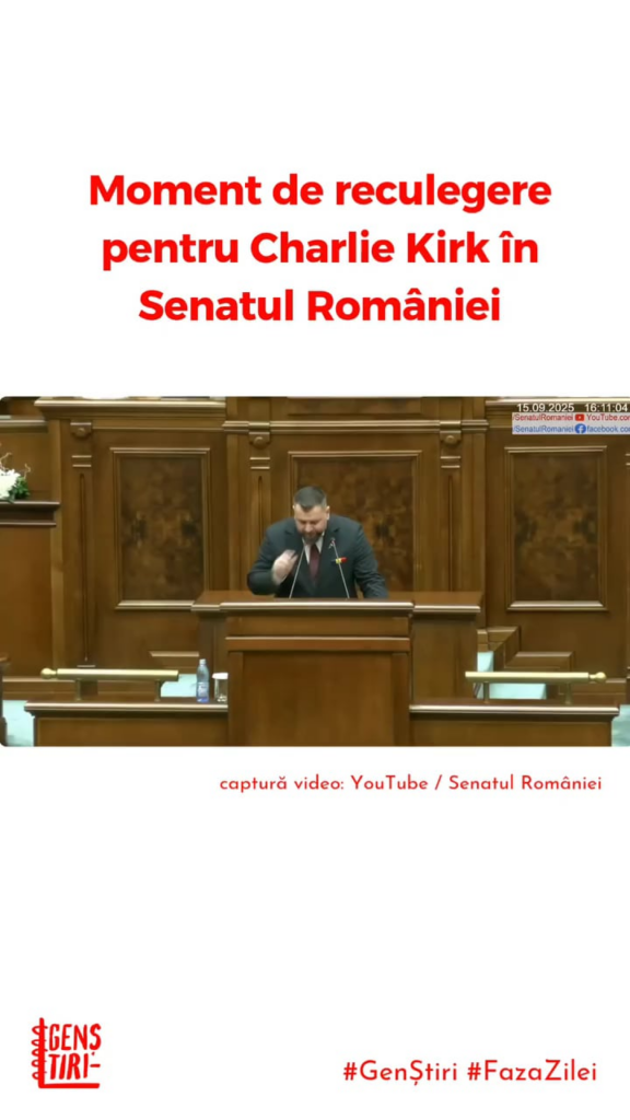 Moment of silence for Charlie Kirk in the Senate of Romania. For the cases of Femicide no. Romania's priorities.
