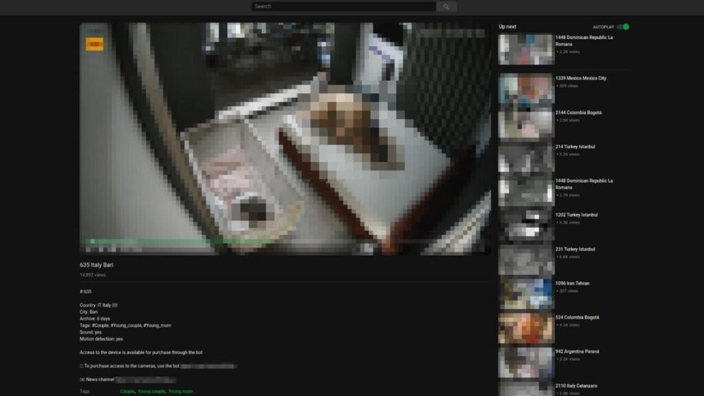 For sale on web images of private cameras from all over the world