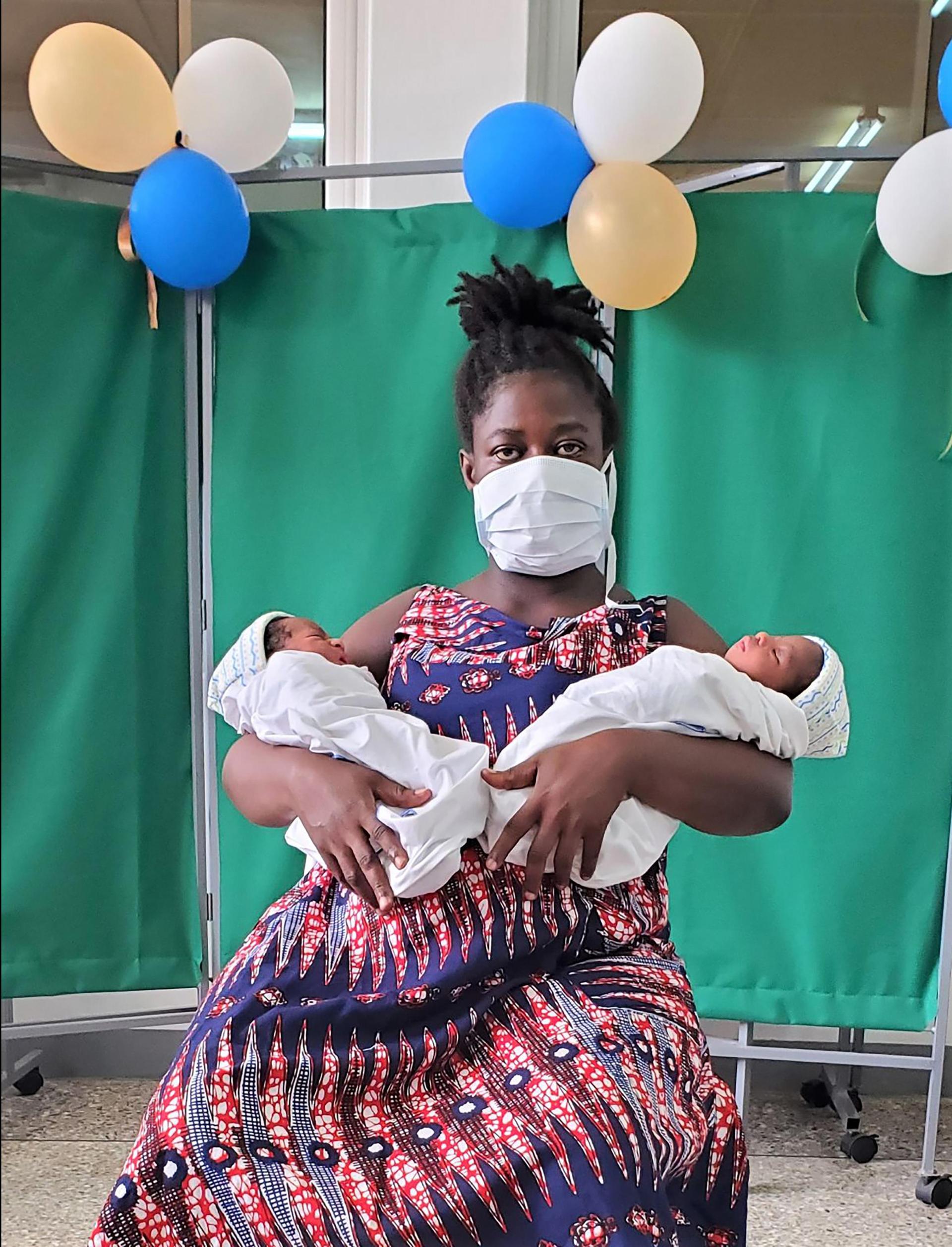 A mother who had just given birth to twins at the hospital.