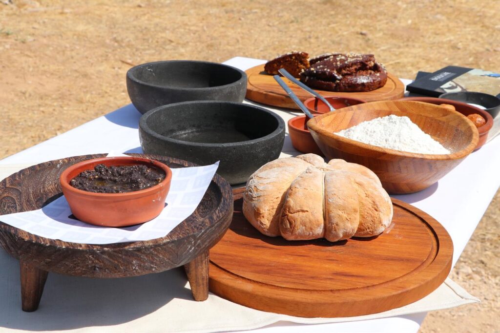 Ancient foods like Pompeii Bread, Olivatum (Olive Paste), Libum (Honey Cake), Globuli (Honey Cheese Cake), and Dulcia Piperatta (Honey Cake), identified during excavation works at Duluk Ancient City in Gaziantep, are being recreated. (AA Photo)