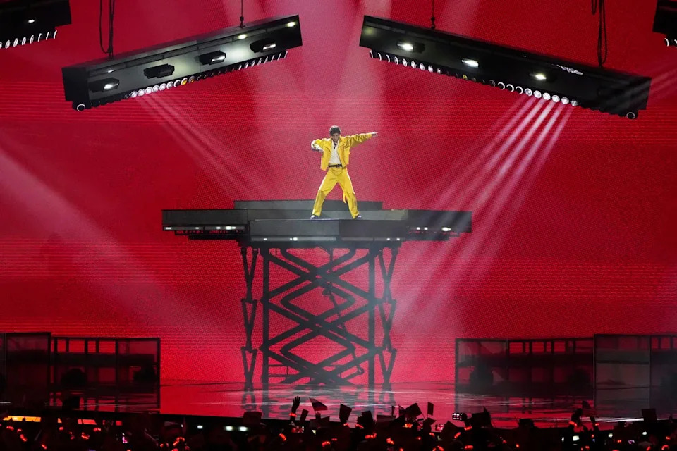 Tajikistan's Farrukh Hasanov performs the song