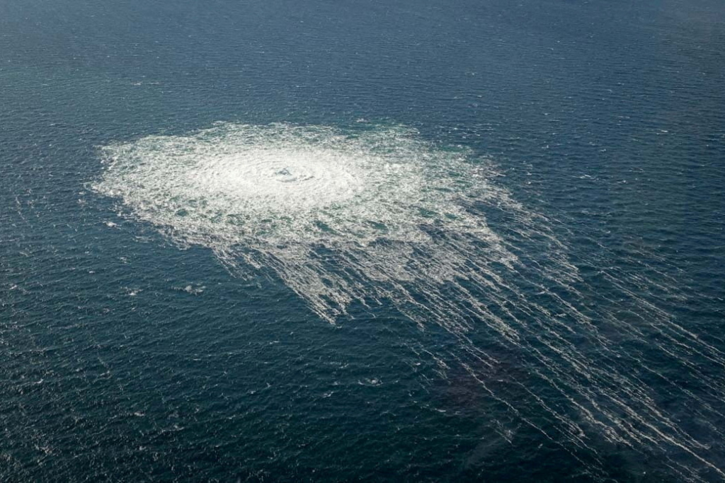 Poland arrests Ukrainian suspect in Nord Stream sabotage FILE PHOTO: Gas bubbles from the Nord Stream 2 leak reaching surface of the Baltic Sea in the area shows disturbance of well over one kilometre diameter near Bornholm, Denmark, September 27, 2022. Danish Defence Command/Handout via REUTERS/File Photo