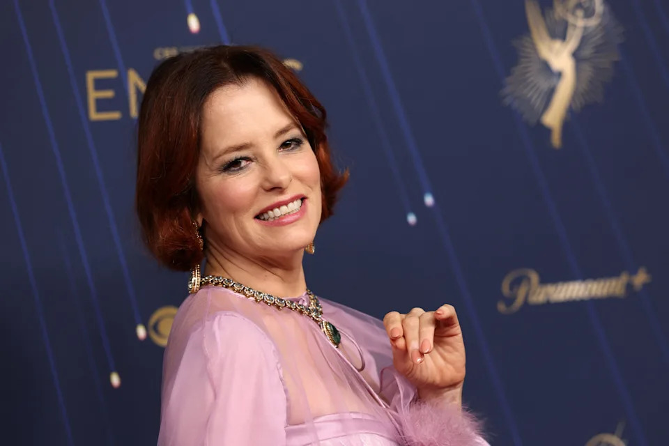 Parker Posey arrives for the 77th Primetime Emmy Awards at the Peacock Theatre at LA Live in Los Angeles on Sept. 14, 2025.