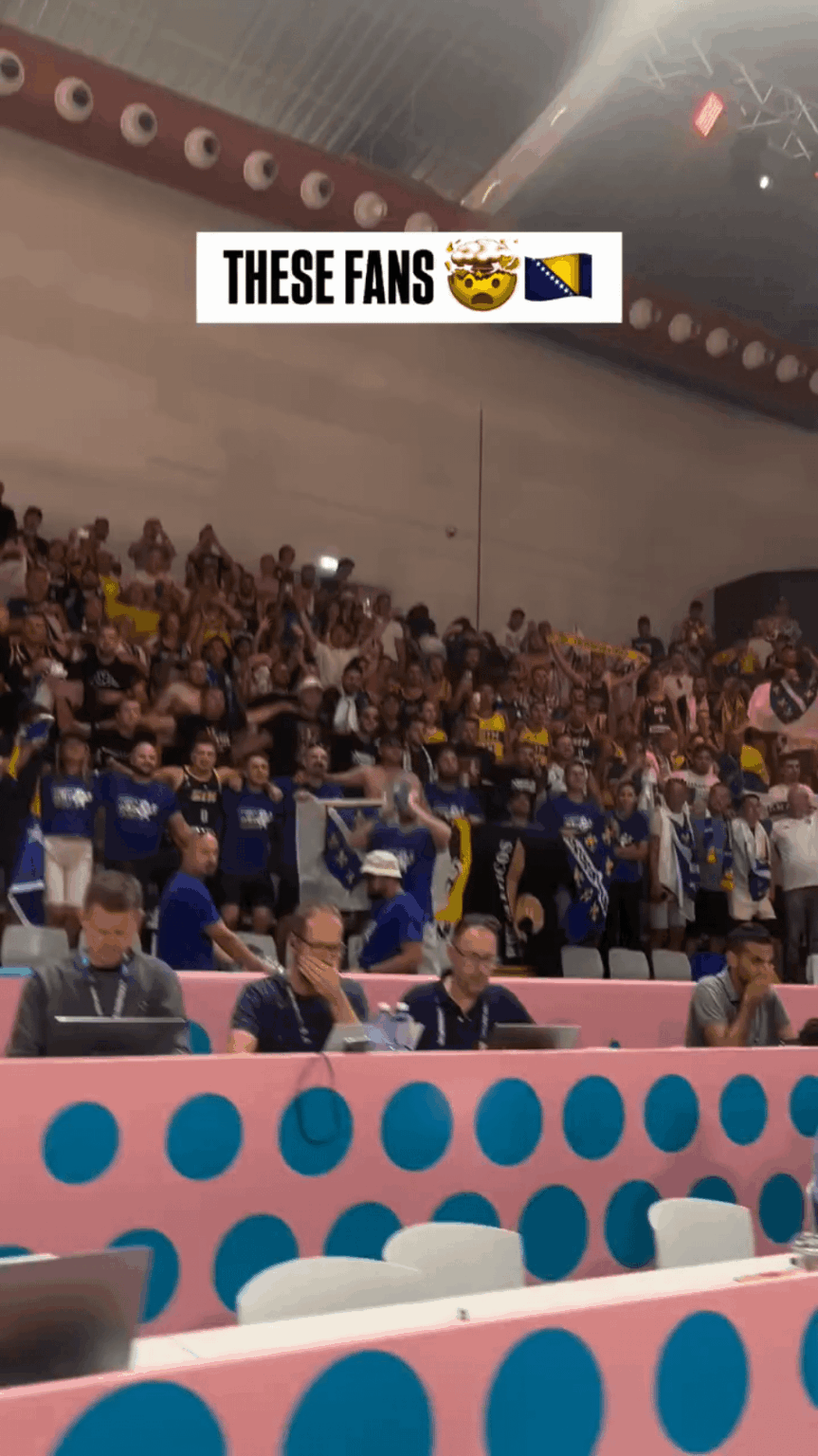 Bosnia and Herzegovina fans in the stands at EuroBasket 2025