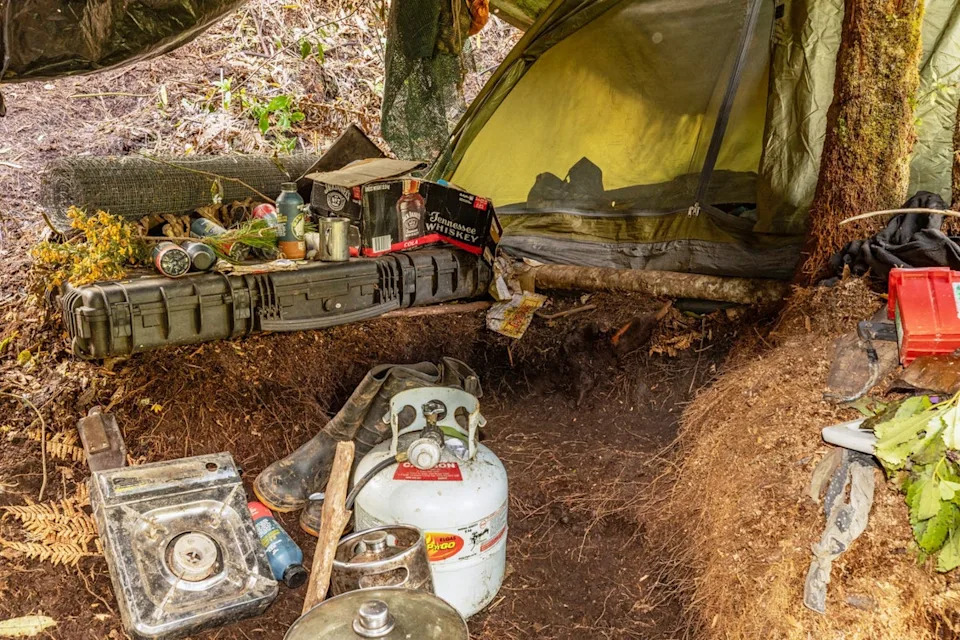 Police found a gas cylinder, stove and household supplies, suggesting the site was set up for long-term use (AP)