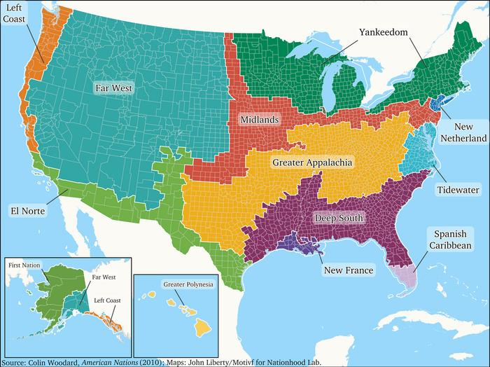 Yankeedom, New France, Left Coast: 'Wellness' Is Regional And Based On Which Europeans Settled There