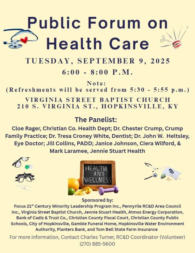 Forum to be held discussing public health in Christian Co. on September 9 | NewsRadio 1230 AM/99.3 FM | Hopkinsville's News Leader