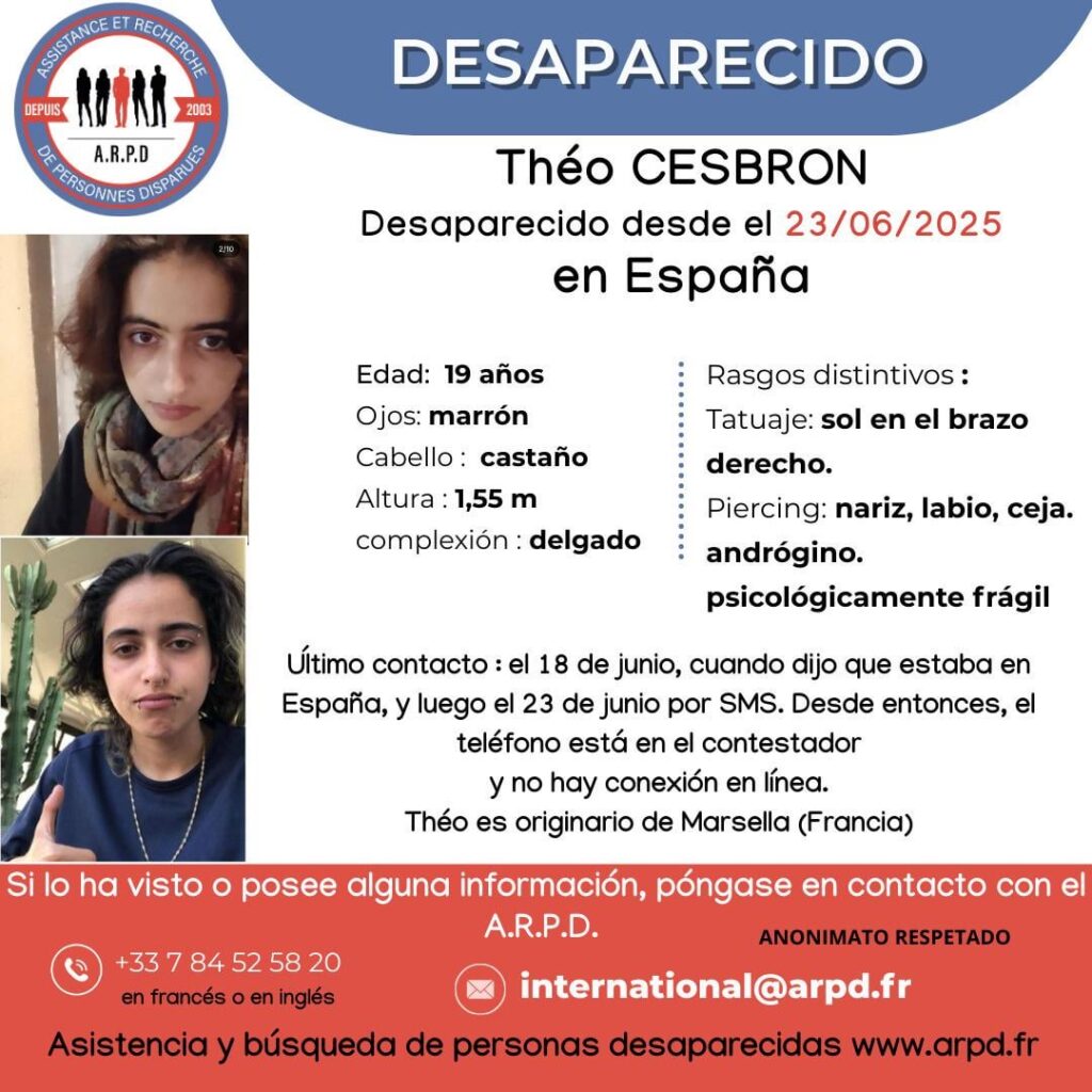 ARPD message - Search for Théo Cesbron