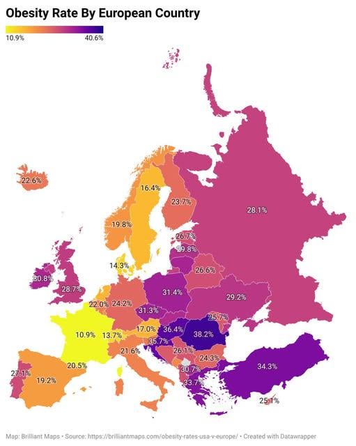 European Obesity Rate By Country 2024