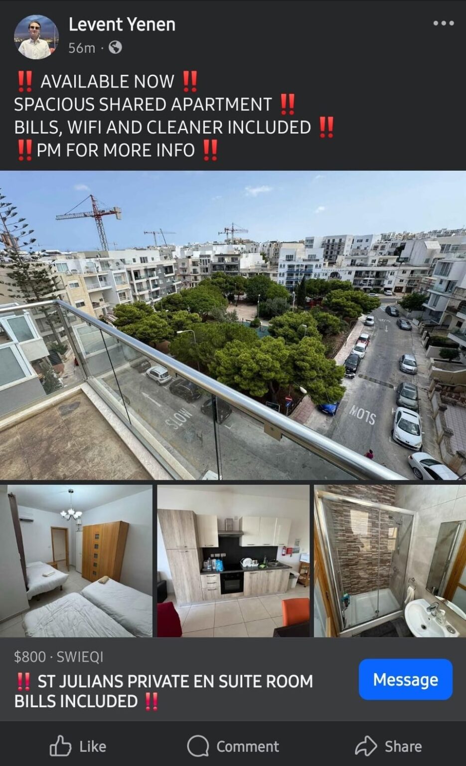 Special Exploitation Deal: €800 for 1 of 3 beds in 1 bedroom