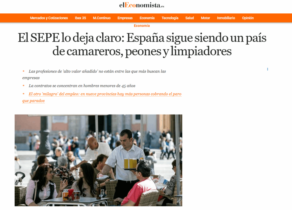 Spain is still a country of waiters, pawns and cleaners