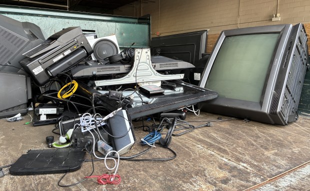 Before the recycling event Saturday sponsored by the Waukegan Park District, the city of Waukegan and SWALCO was over, the dump truck was full of electronics which will not go to a landfill. (Steve Sadin/For the Lake County News-Sun)