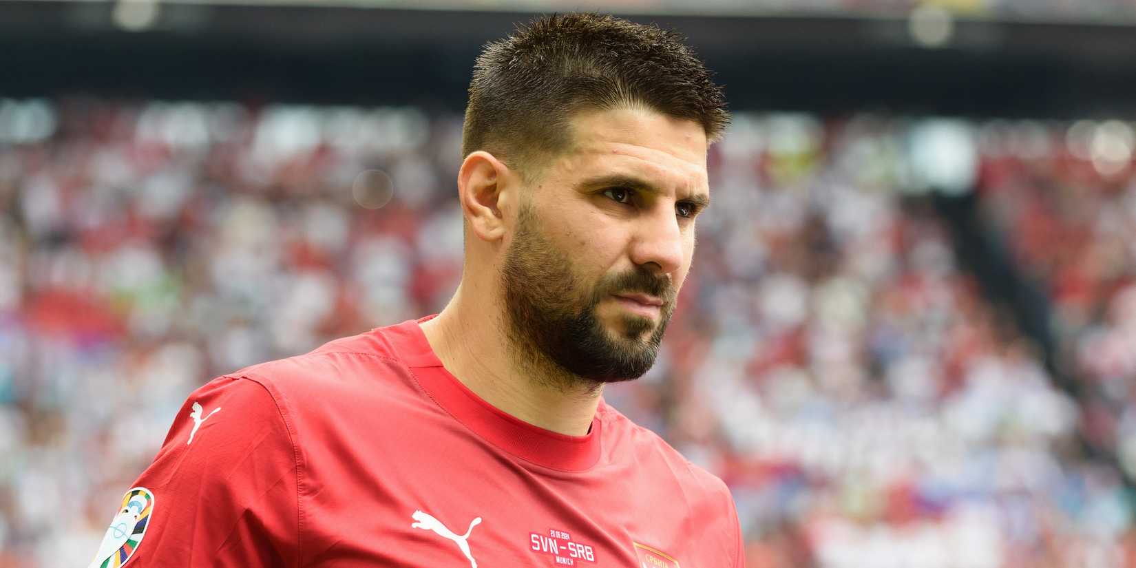 Aleksandar Mitrovic in action for Serbia