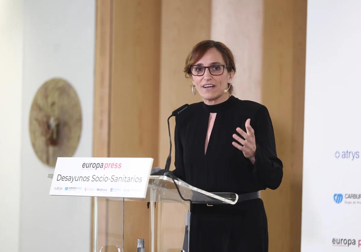 Minister Mónica García at the press conference on 22 September.