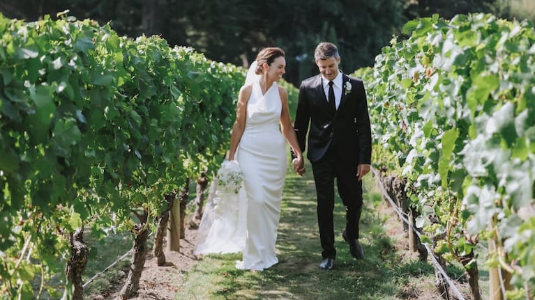 Newlyweds Dame Jacinda Ardern and Clarke Gayford in January 2024. 