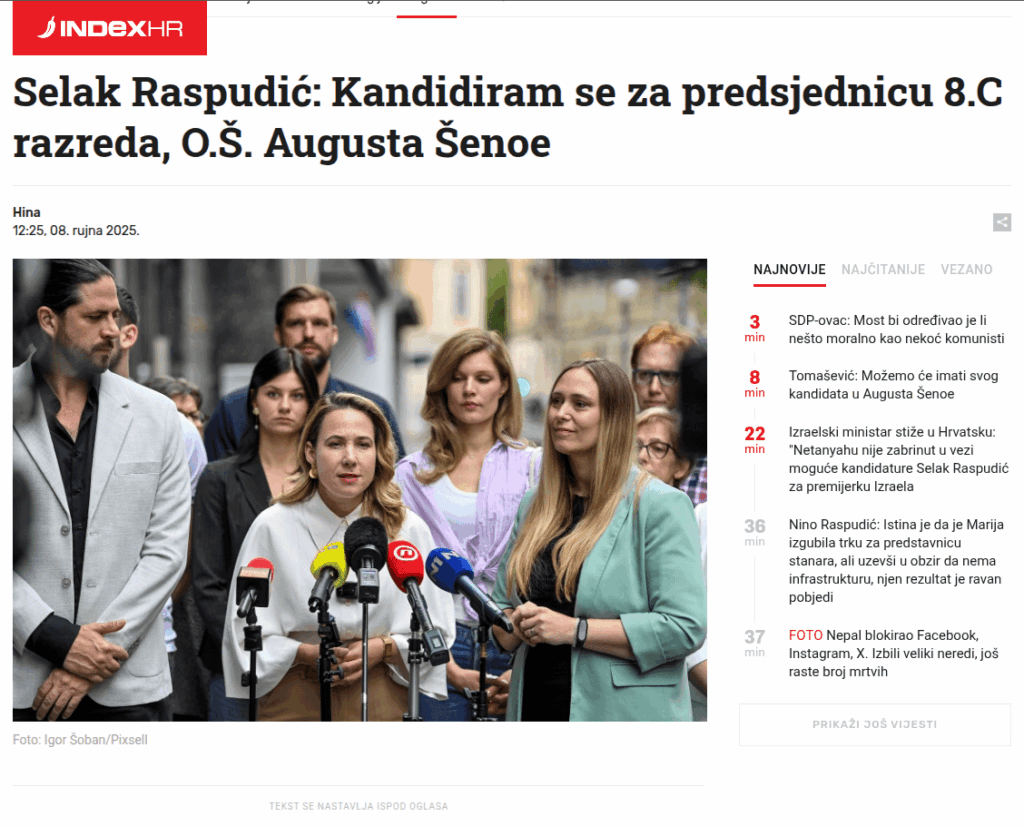 Selak Raspudic: I am running for 8c grade president, O.S. Augusta Senoe