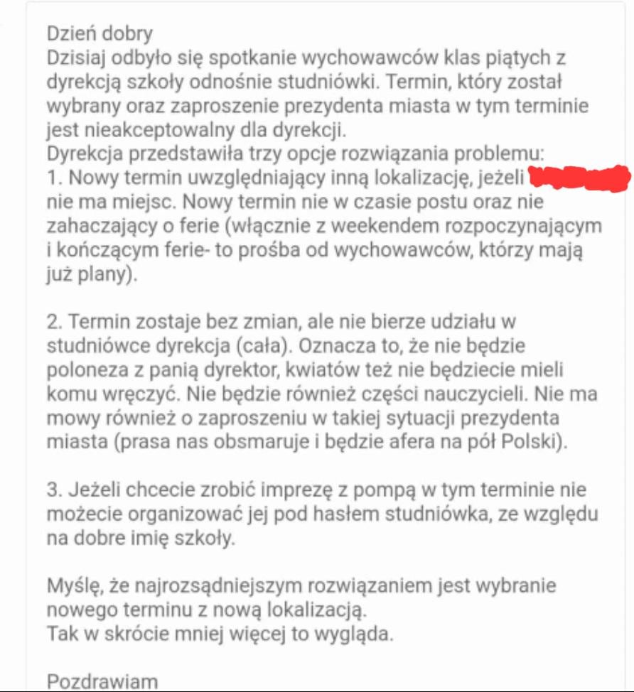 In a school, a manager after determining the date and after choosing a prom place, it reminded that there is a post and they have their own plans.