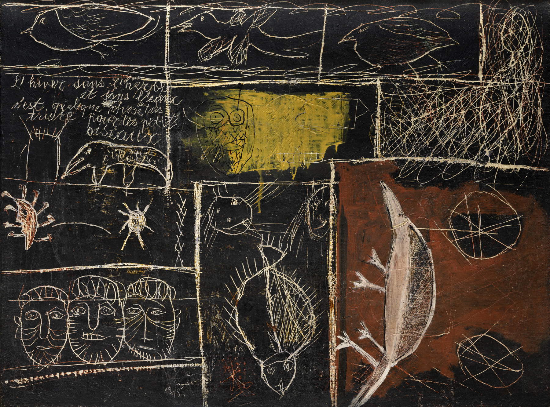 Slavko Kopač, Graffiti (1949; oil on canvas, 54 x 73 cm)