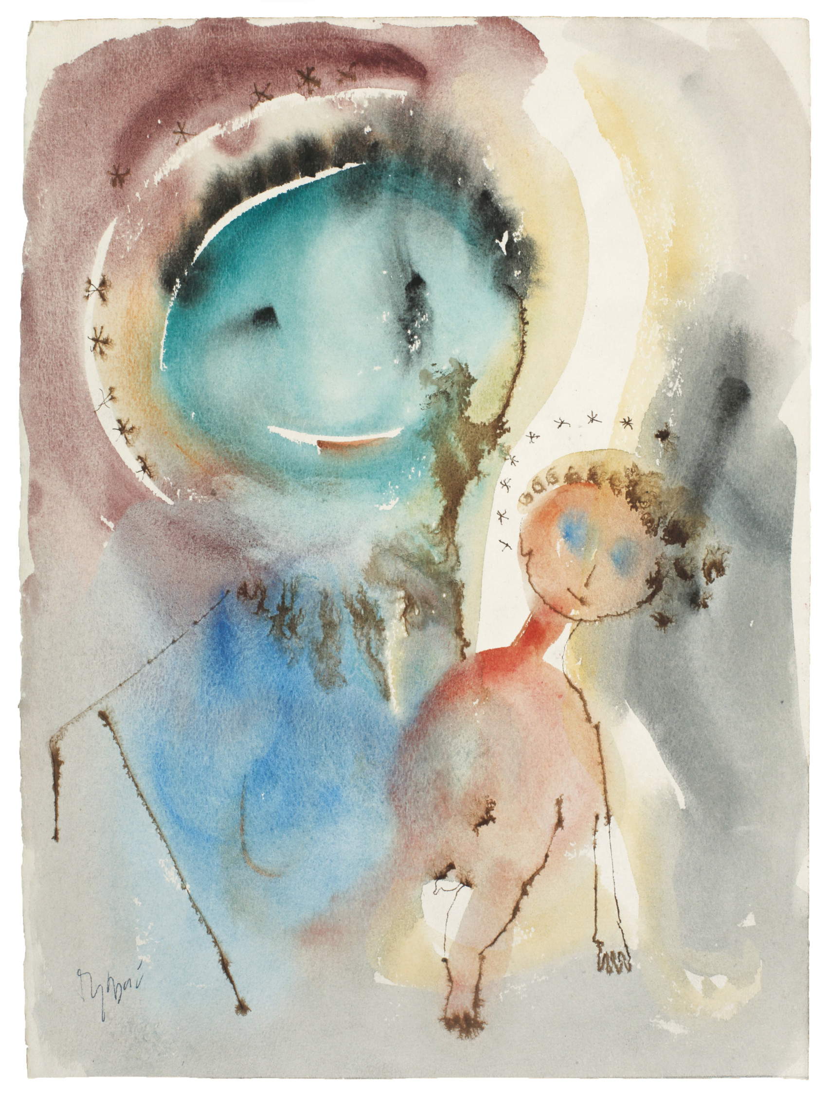 Slavko Kopač, Madonna (1947-1948; watercolor and ink on paper, 32 x 23.8 cm)