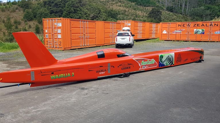 The speed attempt streamliner, Wairua 2. 