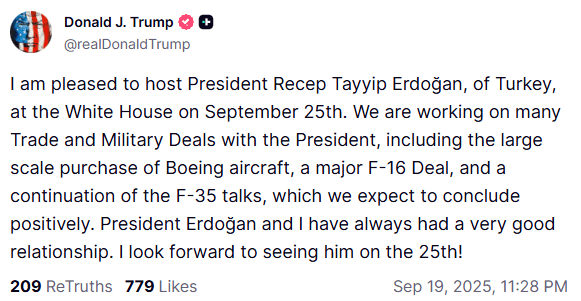 Erdogan-Trump will meet on September 25
