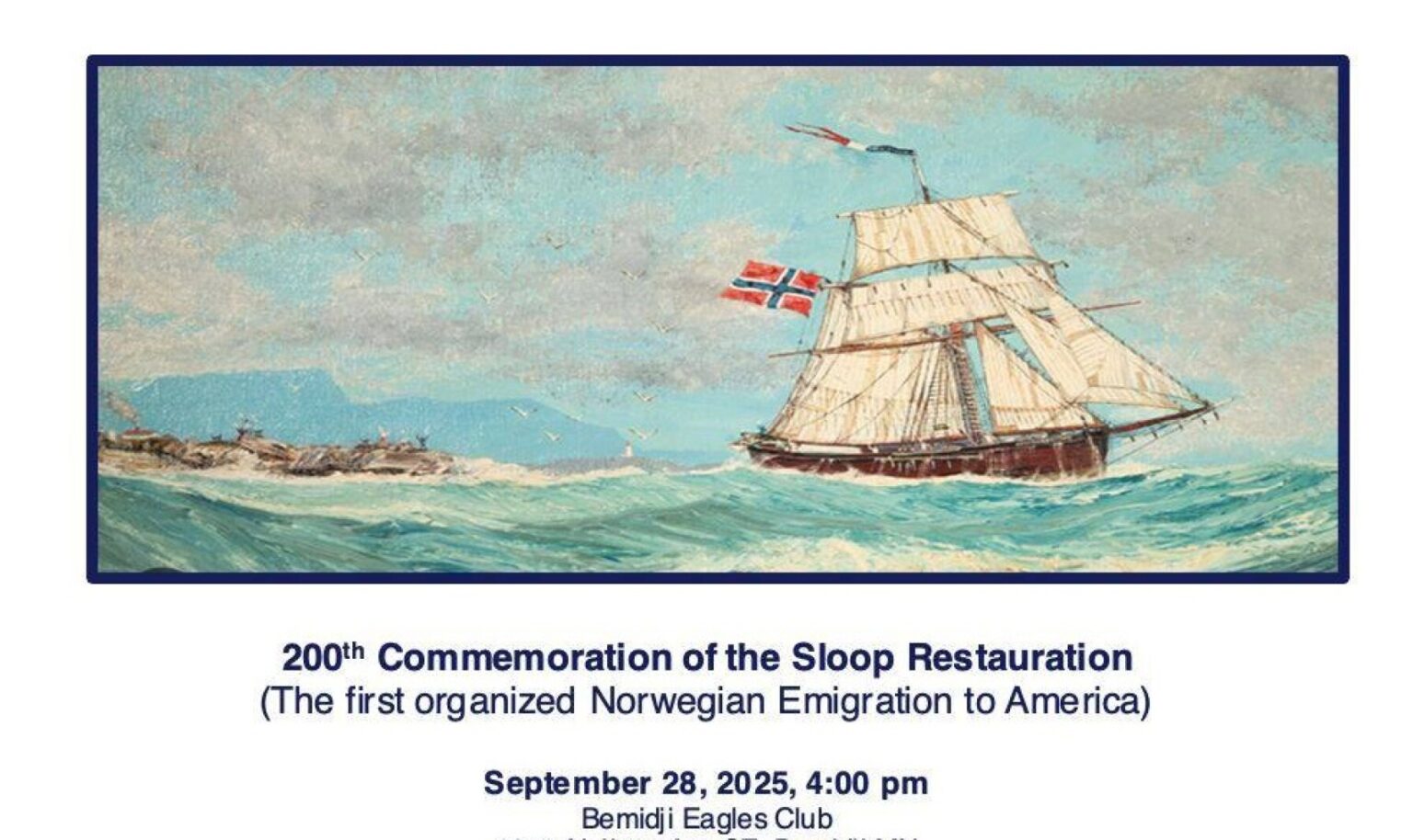 Sons of Norway to host celebration for 200th anniversary of the Norwegian Mayflower
