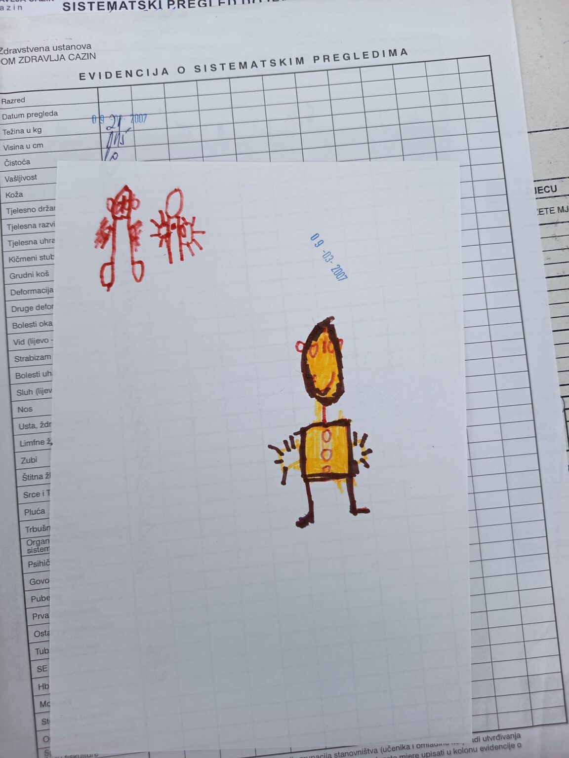 My drawing on systematic for enrollment in the basic year 18 years ago; The task was to draw a man