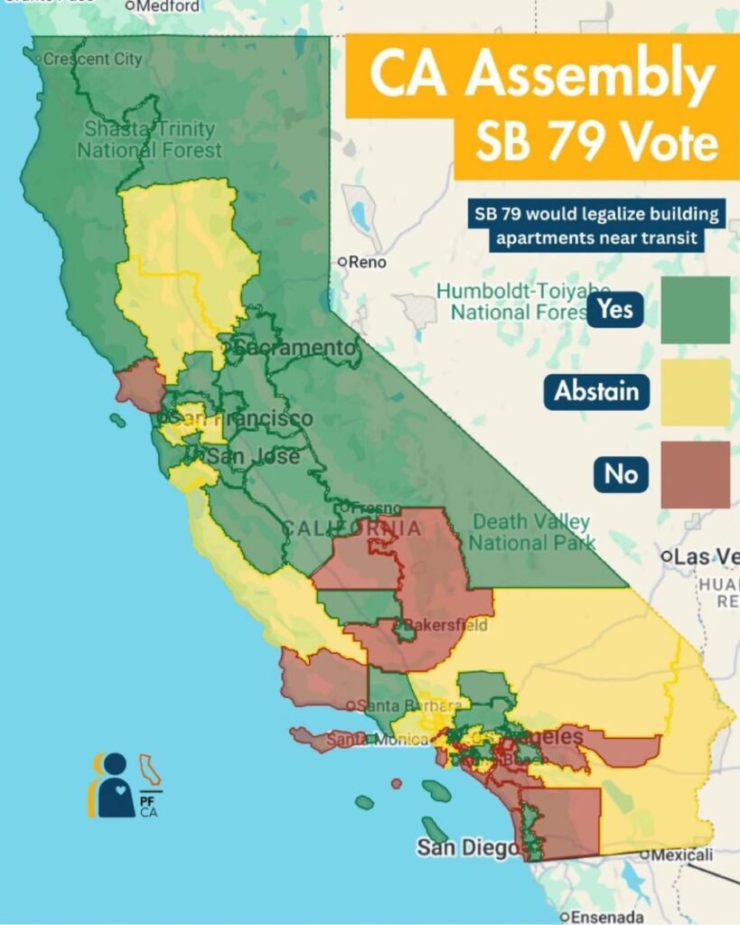 SB79 in CA N/S divide on the vote
