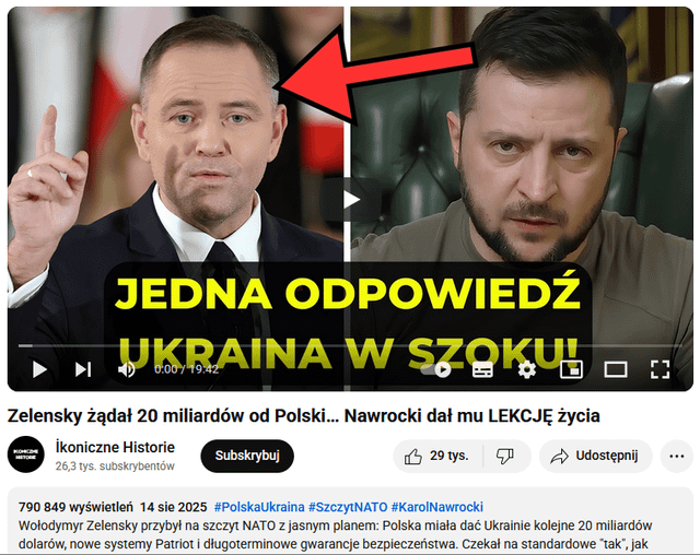 A new phenomenon on YouTube with considerable range: fictitious, generated by AI stories about the powerful Nawrocki