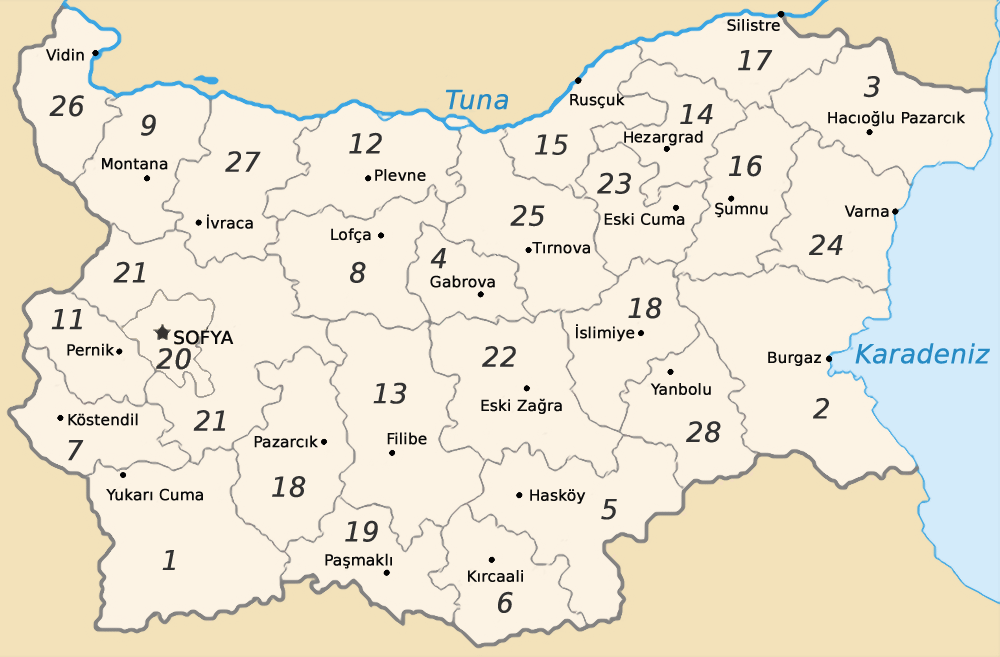 Turkish names of Bulgarian cities