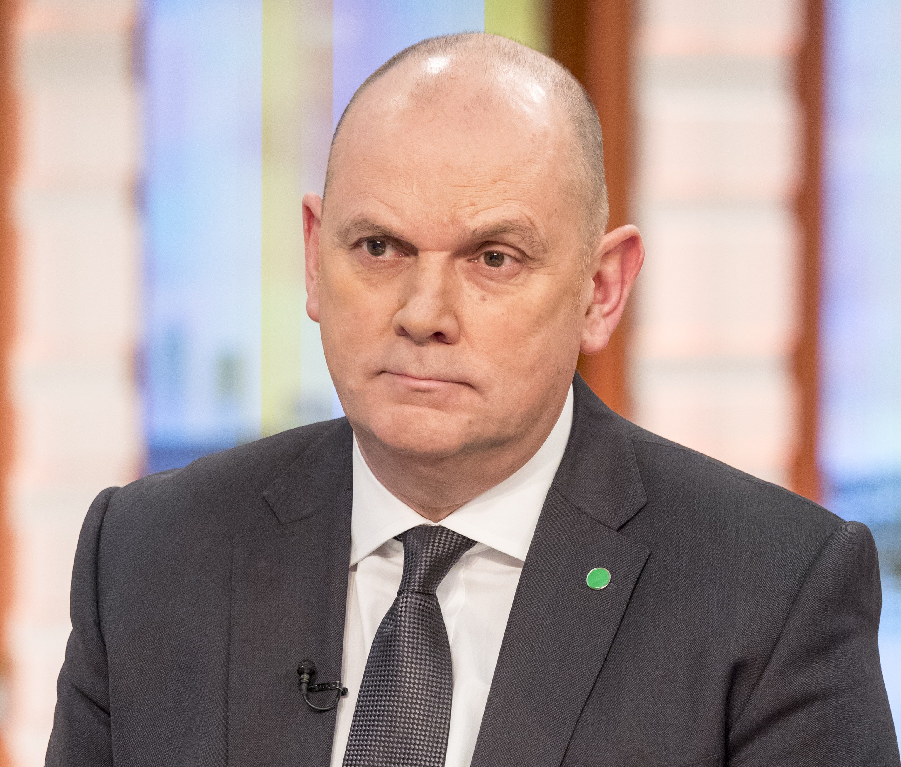 Jim Gamble wearing a suit and tie on the "Good Morning Britain" TV show.