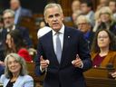 Prime Minister Mark Carney responds to a question during question period in the House of Commons on Parliament Hill in Ottawa on Wednesday, Sept. 17, 2025.