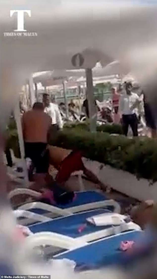 The altercation was caught on video, with footage showing how holidaymakers screamed as the fight spiralled out of control
