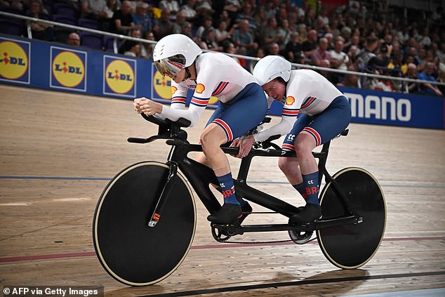 Lora Fachie competes at the Sir Chris Hoy Velodrome in Glasgow back in 2023