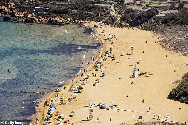 Rescuers are continuing to search for the 37-year-old Briton, who vanished at Ramla Bay yesterday afternoon (stock image of Ramla Bay)